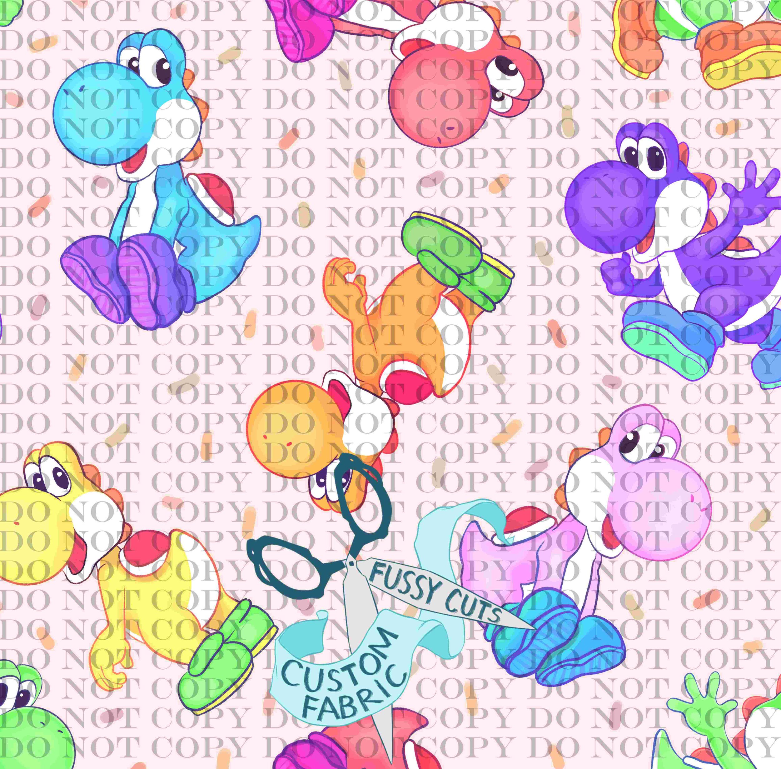 パーツ Yoshi Yoshi - Hex Mario Collection — Fussy Cuts Fabric